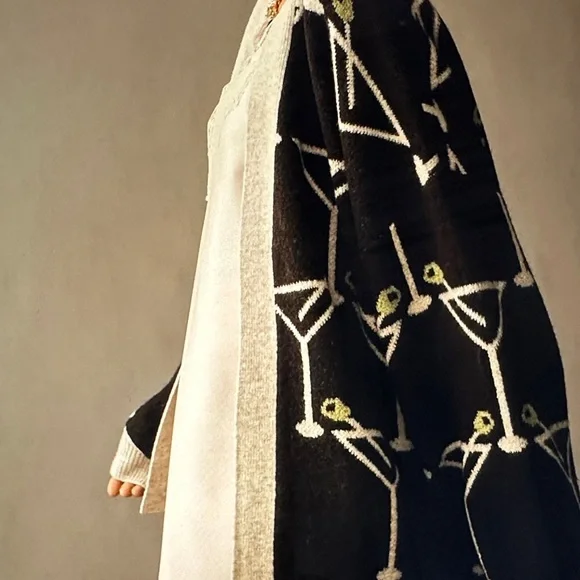 New with Tag Anthropologie Bel Kazan Cardigan with Martini Design One Size - Picture 2 of 14